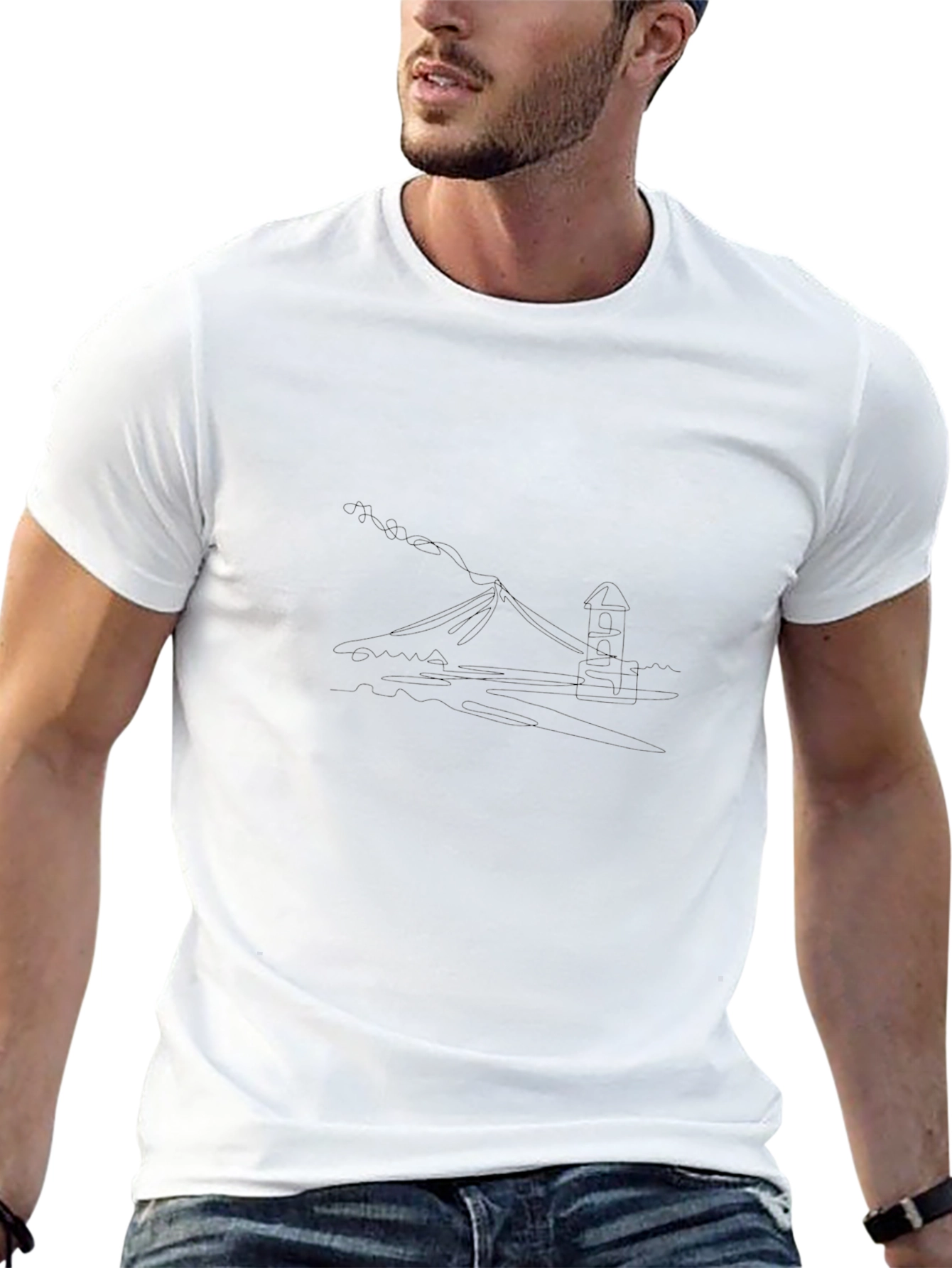 Black Tee with Mountain View Graphic