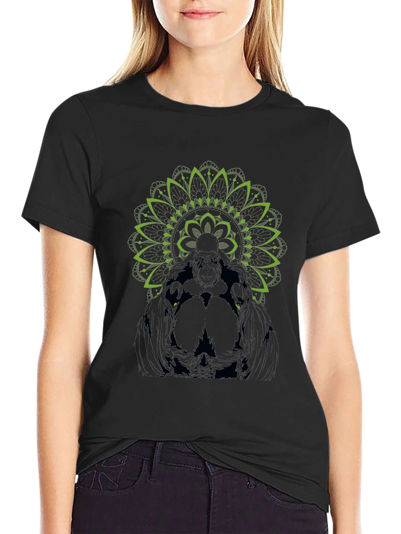 Gorilla Mandala Graphic Tee - Stylish Black T-Shirt