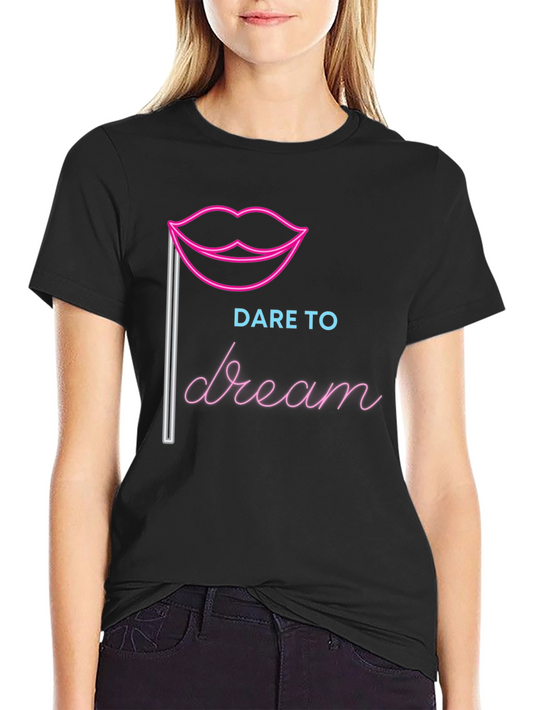 Dare to Dream Graphic Tee - Neon Lips Design