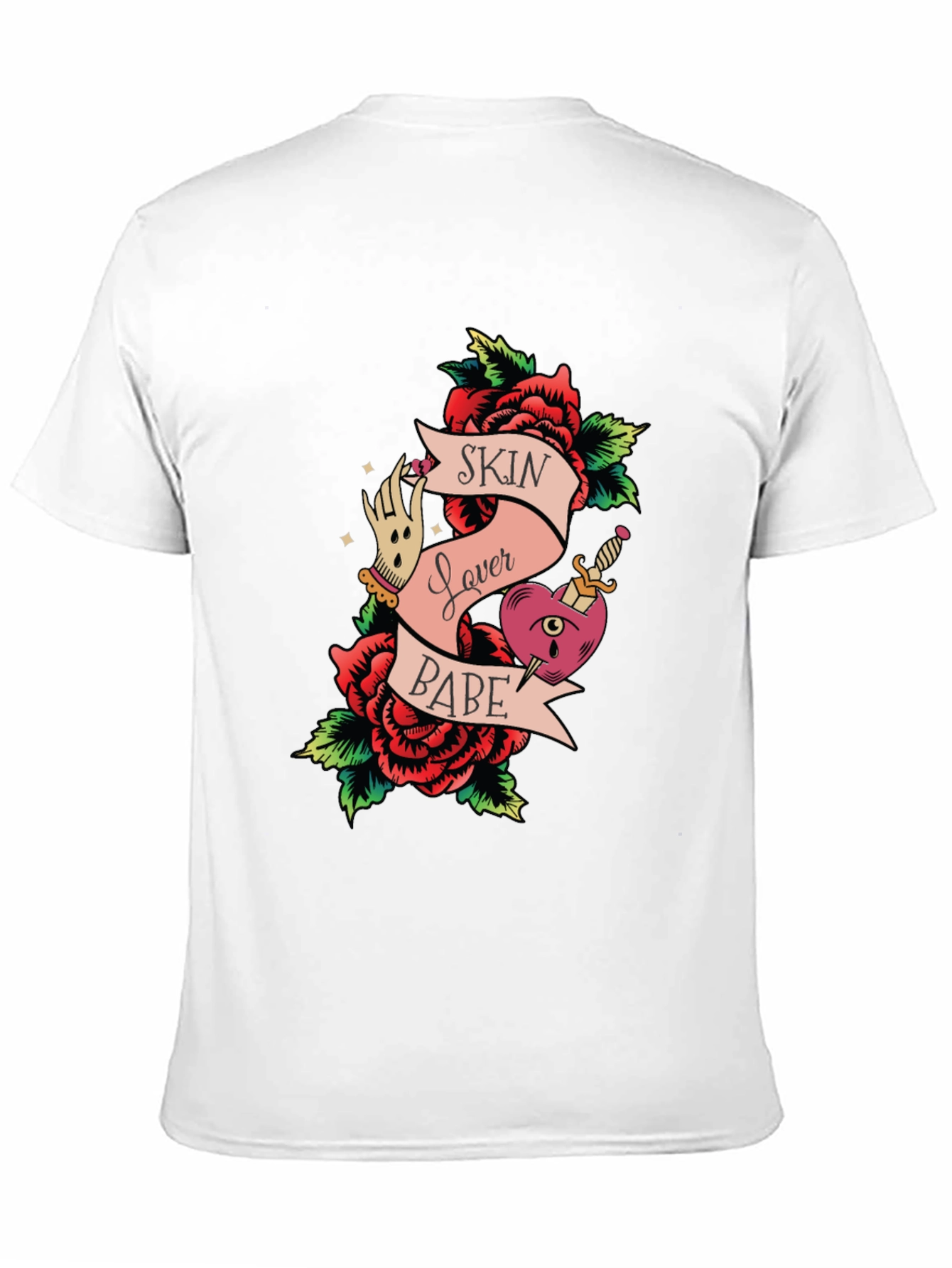 Skin Lover Babe Tattoo Style Graphic Tee - Black