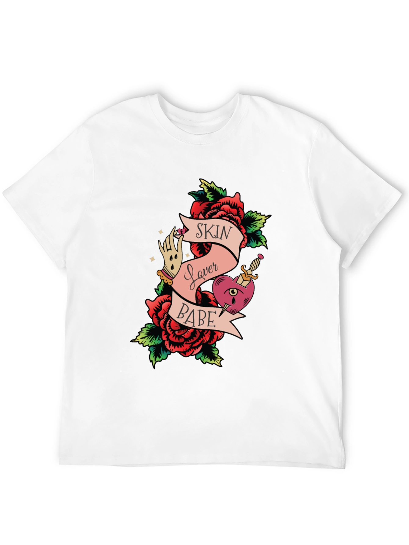 Skin Lover Babe Tattoo Style Graphic Tee - Black