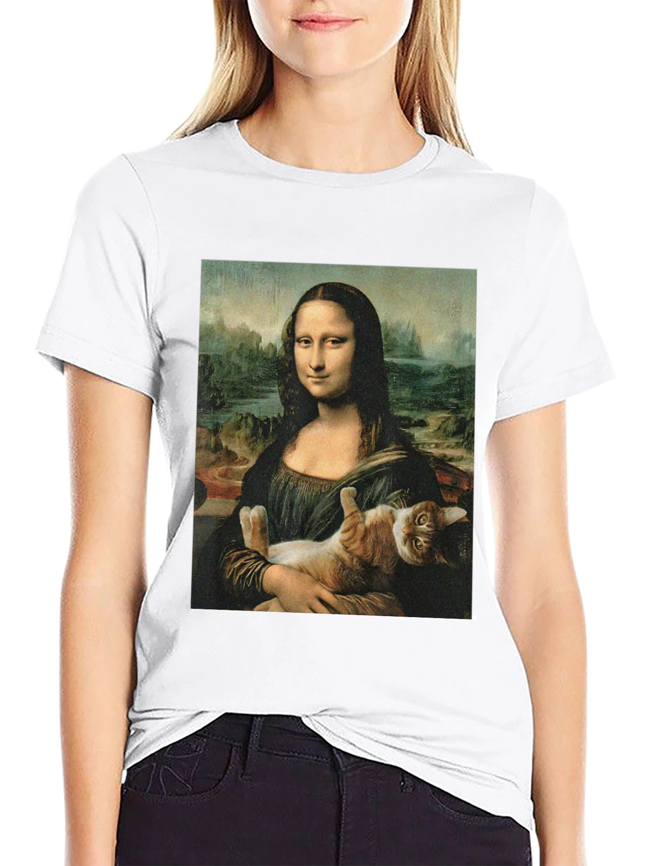 Mona Lisa Cat T-Shirt - Funny Art Tee