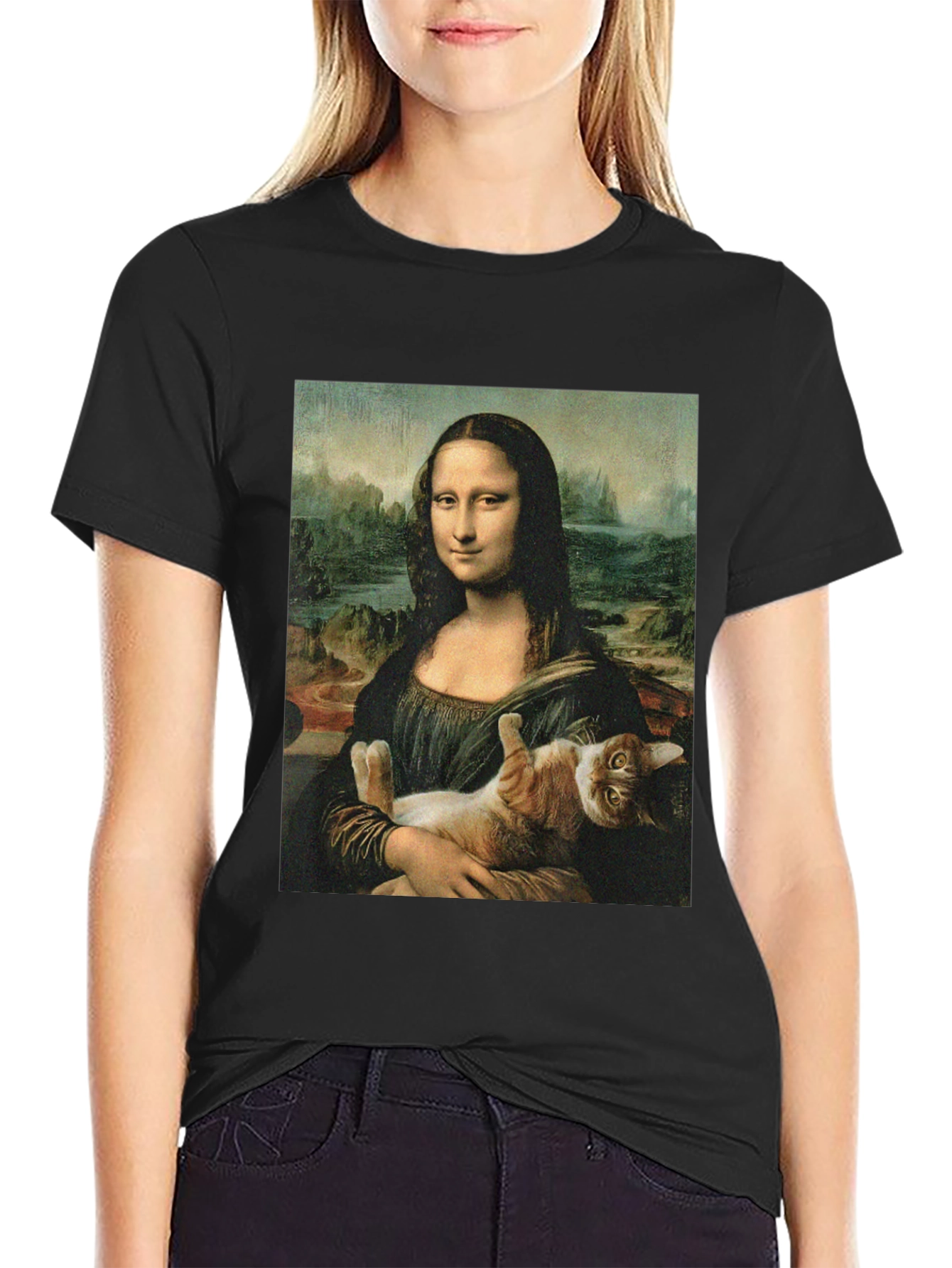 Mona Lisa Cat T-Shirt - Funny Art Tee
