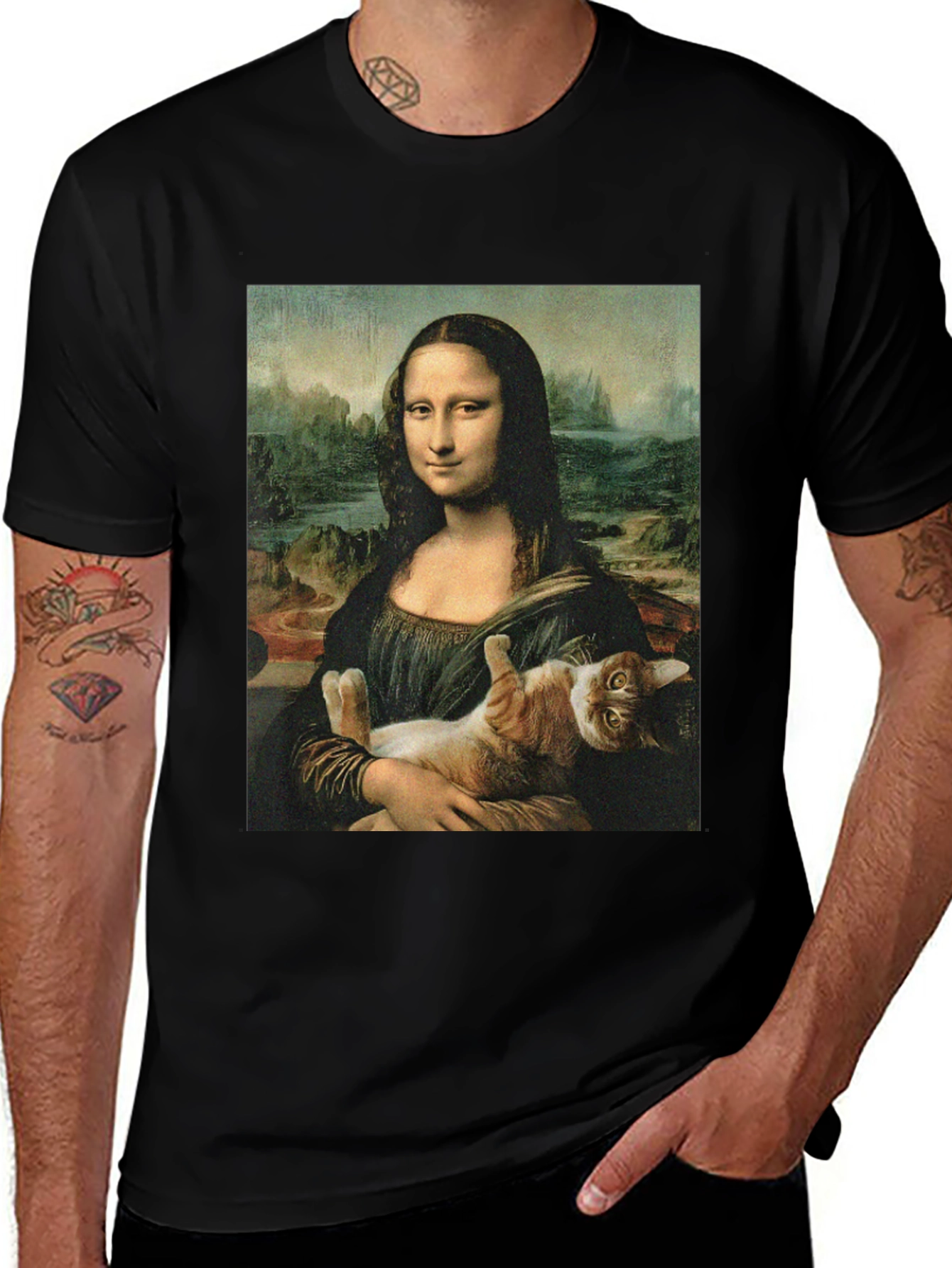 Mona Lisa Cat T-Shirt - Funny Art Tee