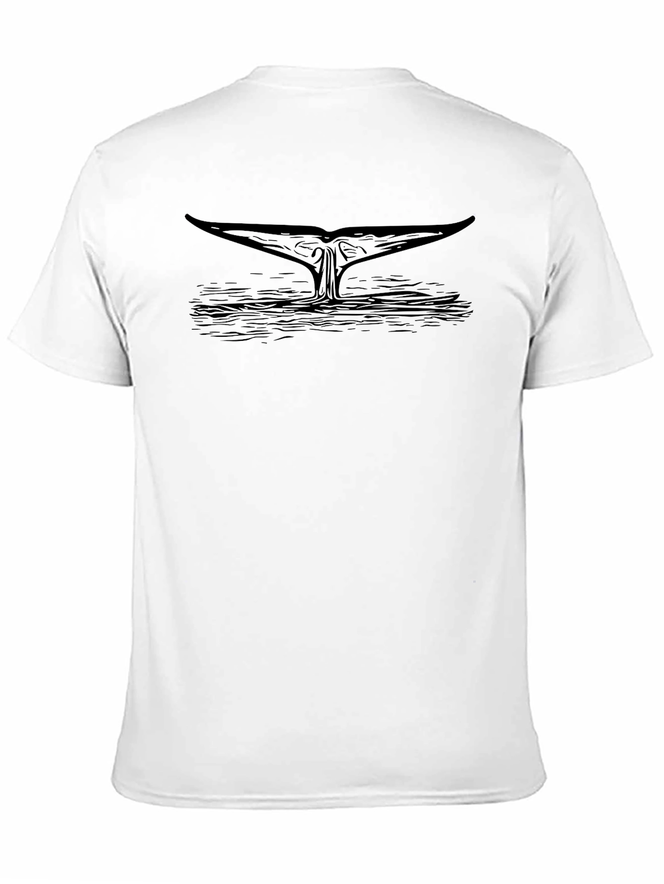 Whale Tail Graphic Tee - Black Cotton T-Shirt