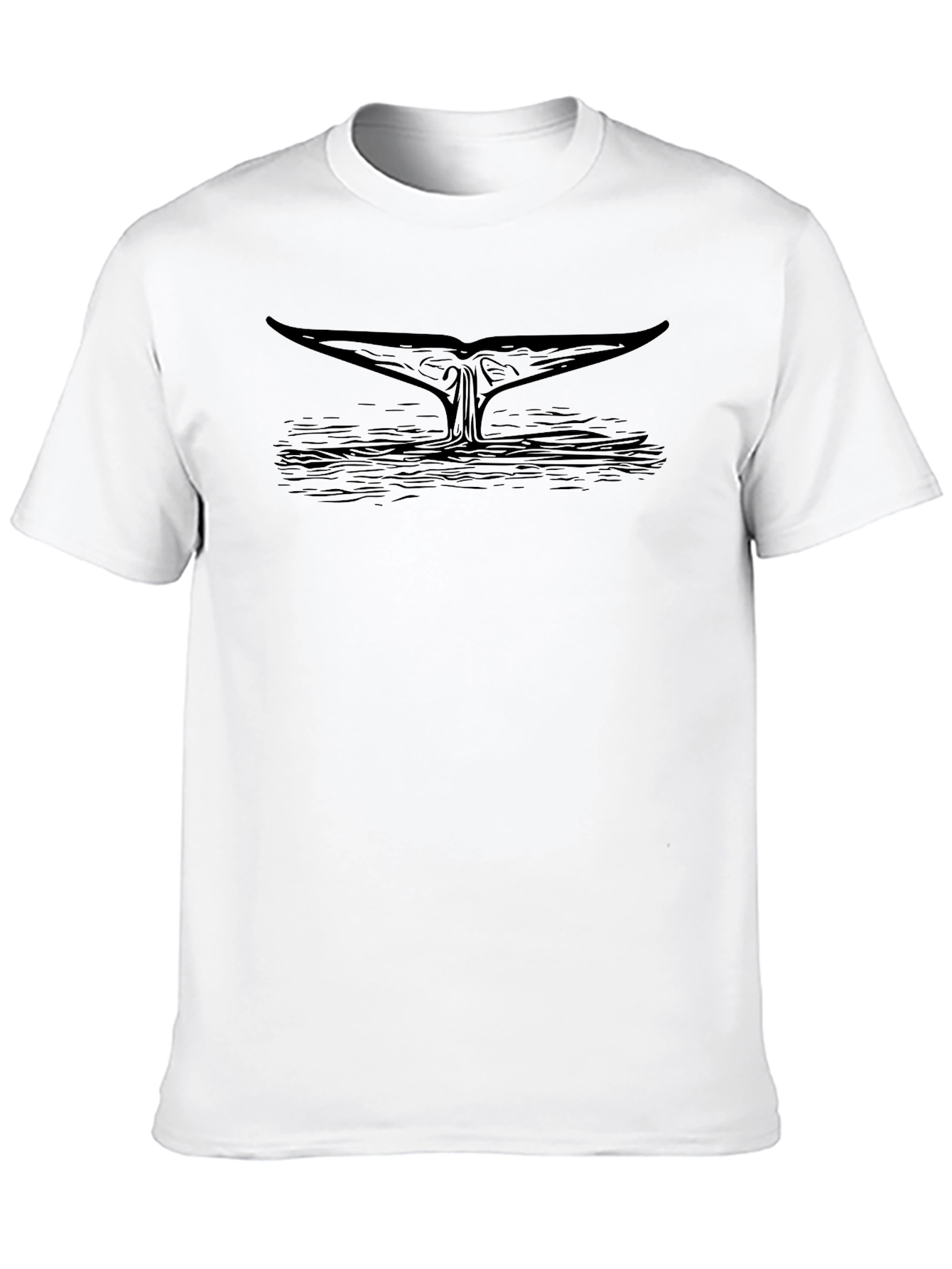 Whale Tail Graphic Tee - Black Cotton T-Shirt