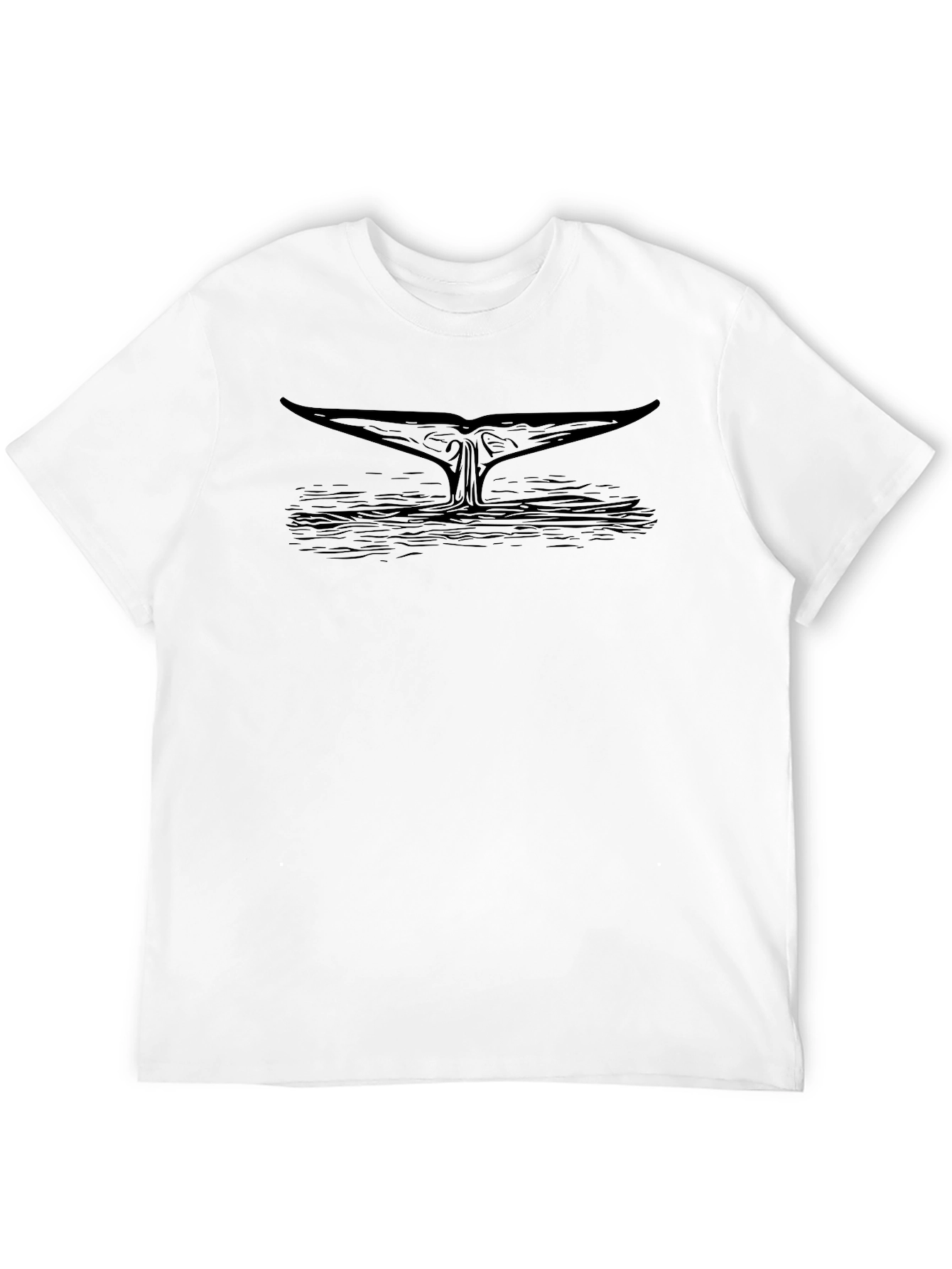 Whale Tail Graphic Tee - Black Cotton T-Shirt