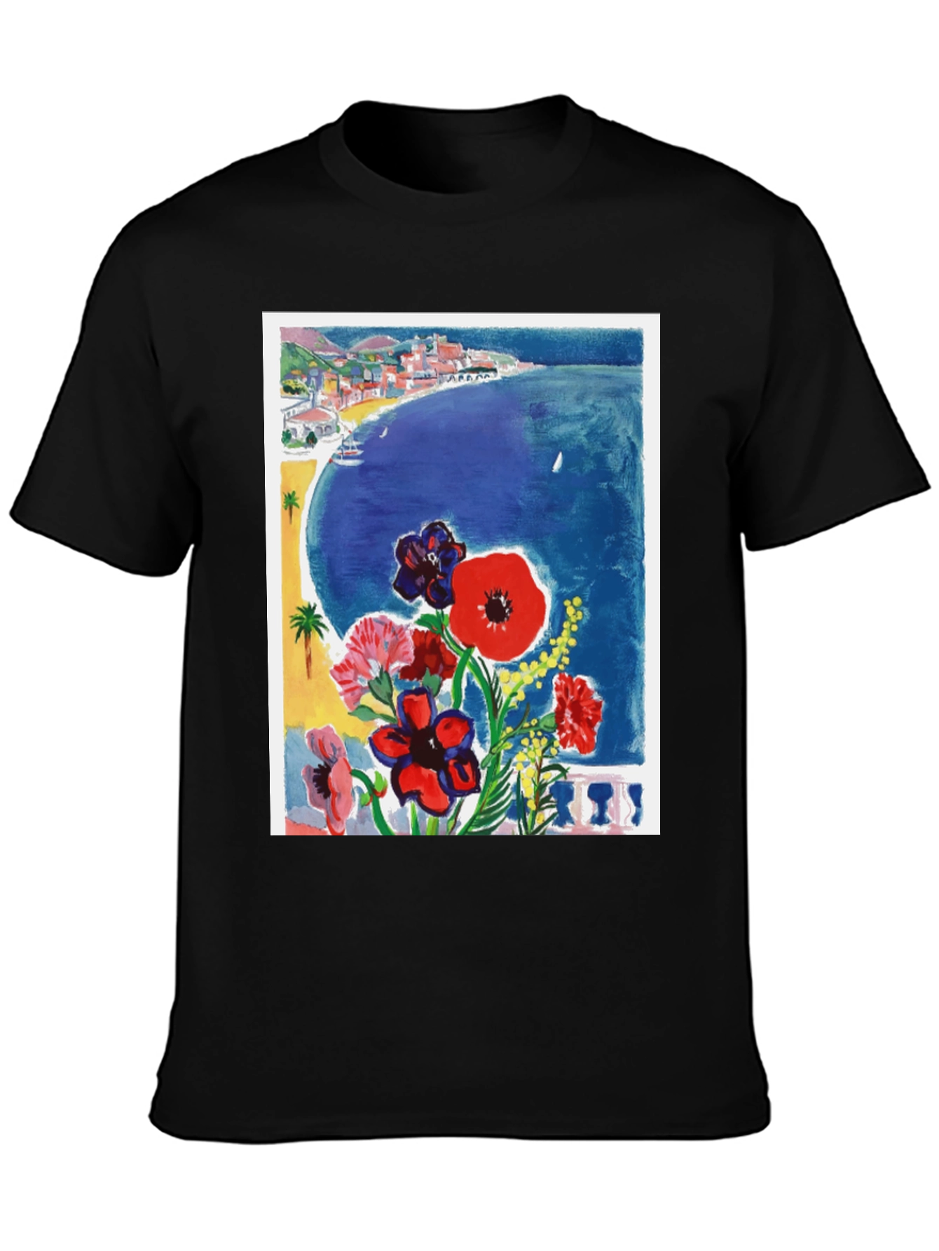 Floral Beach Scene Graphic Tee