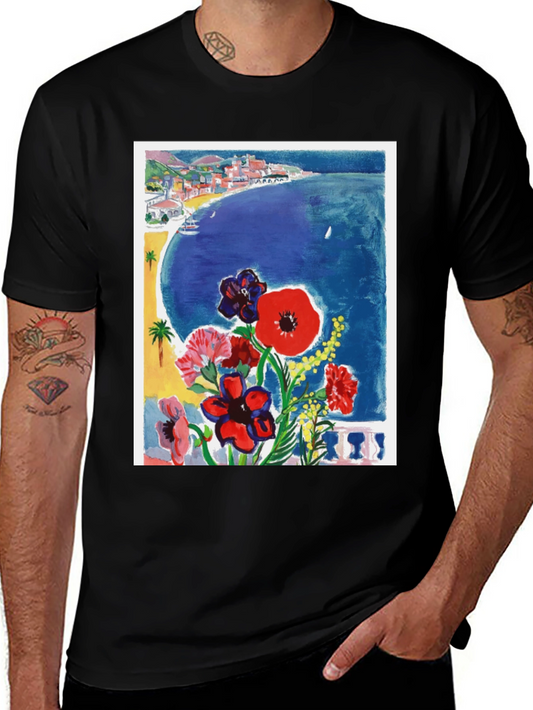 Floral Beach Scene Graphic Tee