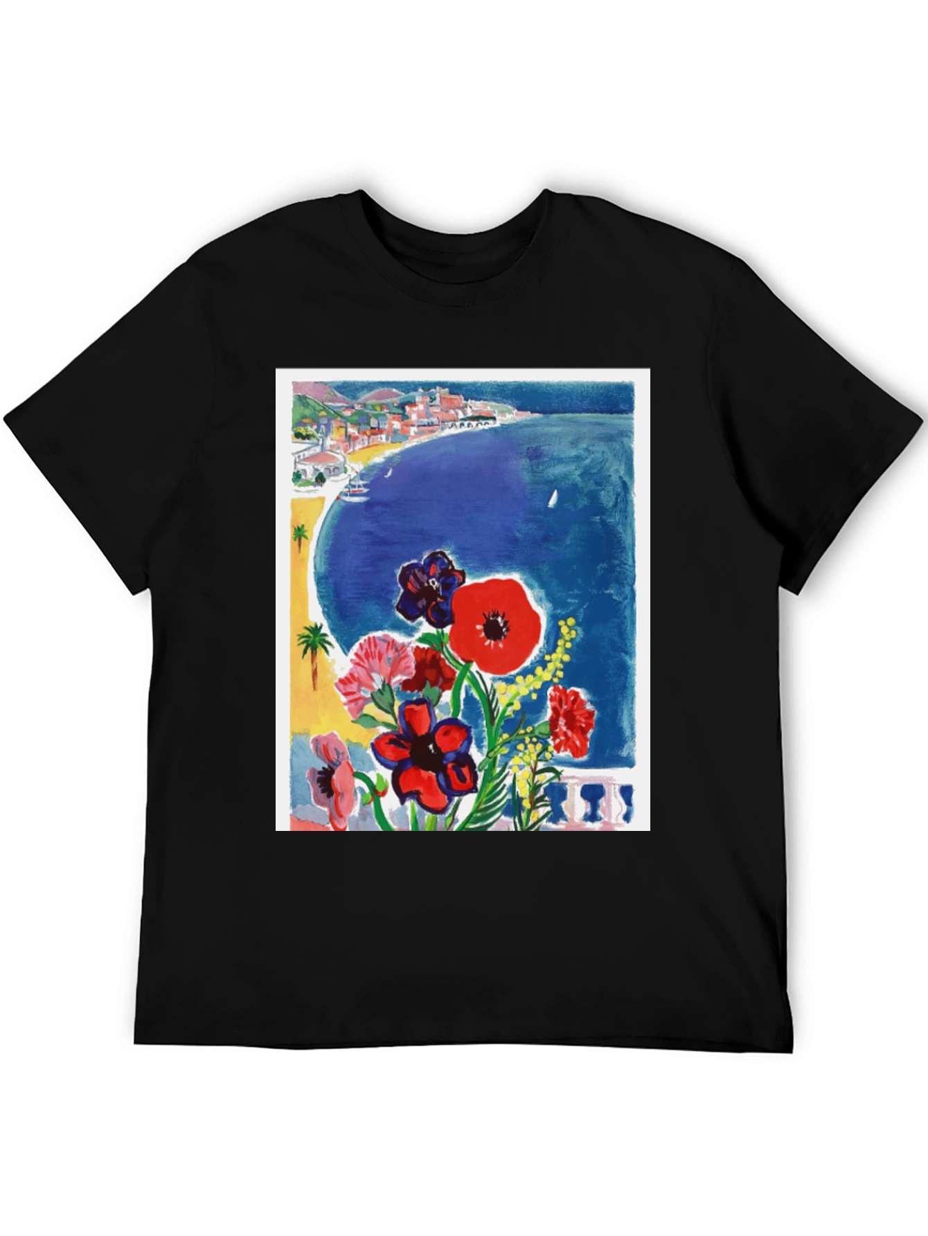 Floral Beach Scene Graphic Tee