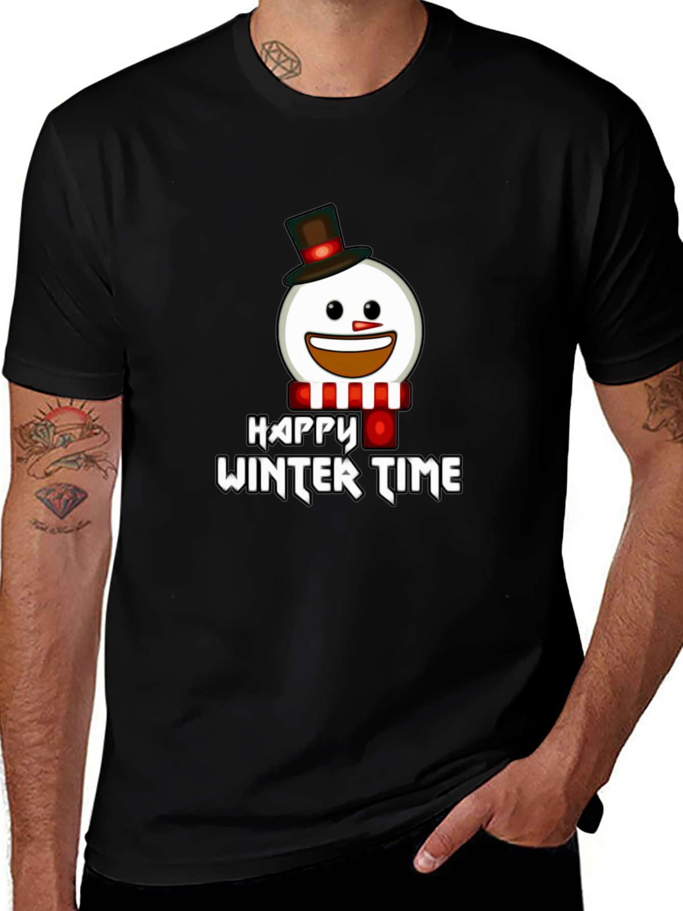 Happy Winter Time Snowman Graphic Tee