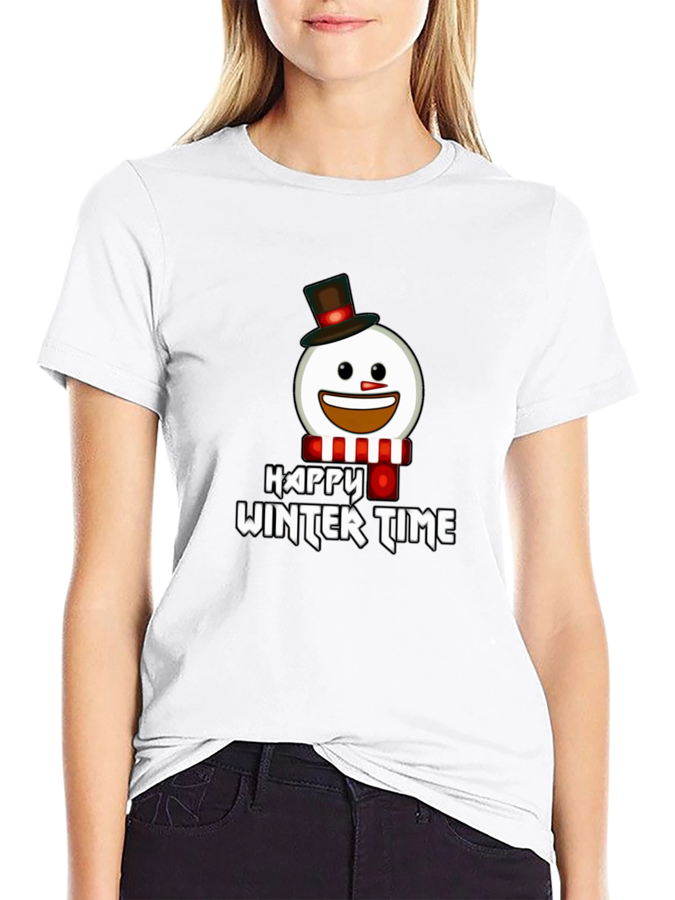 Happy Winter Time Snowman Graphic Tee