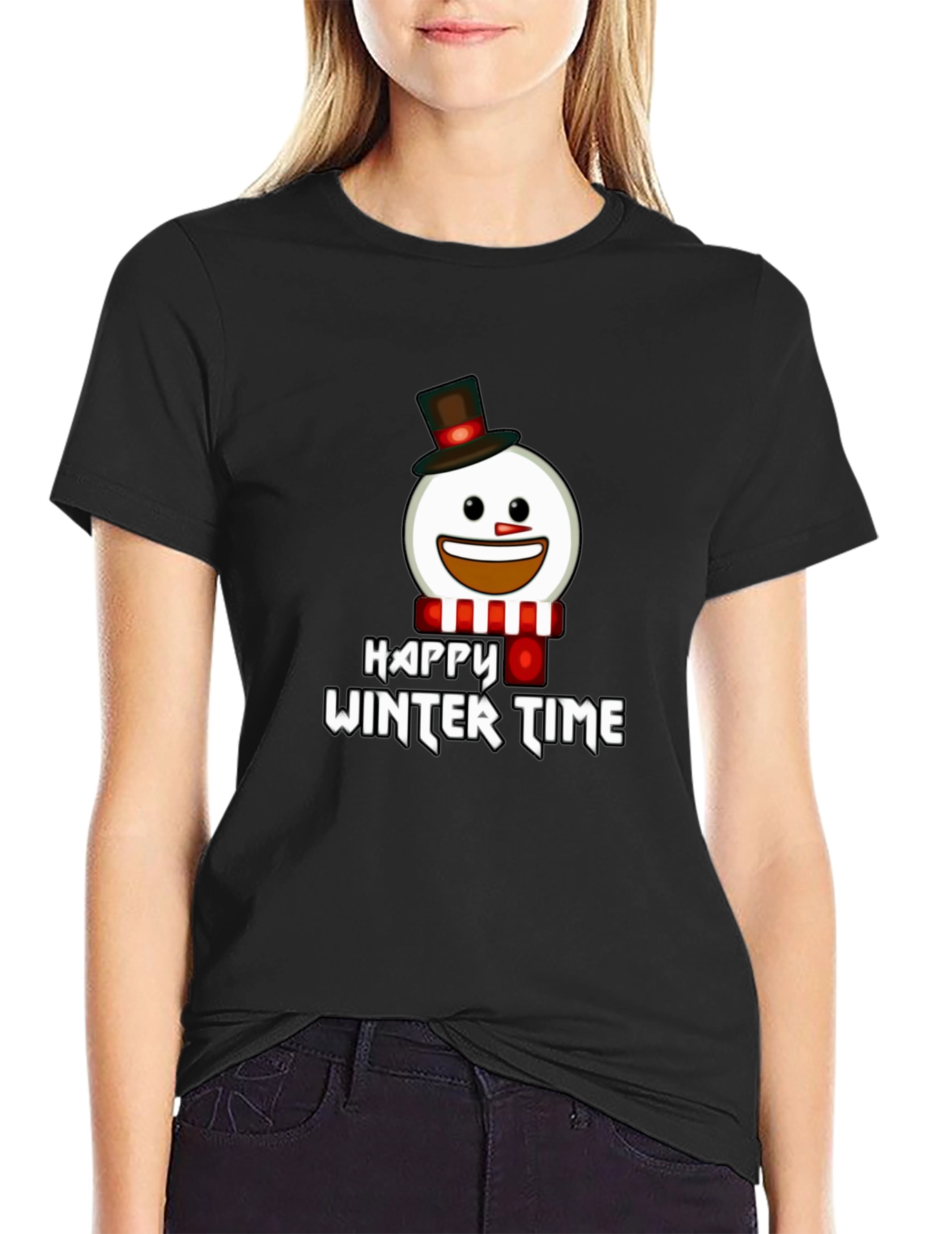 Happy Winter Time Snowman Graphic Tee