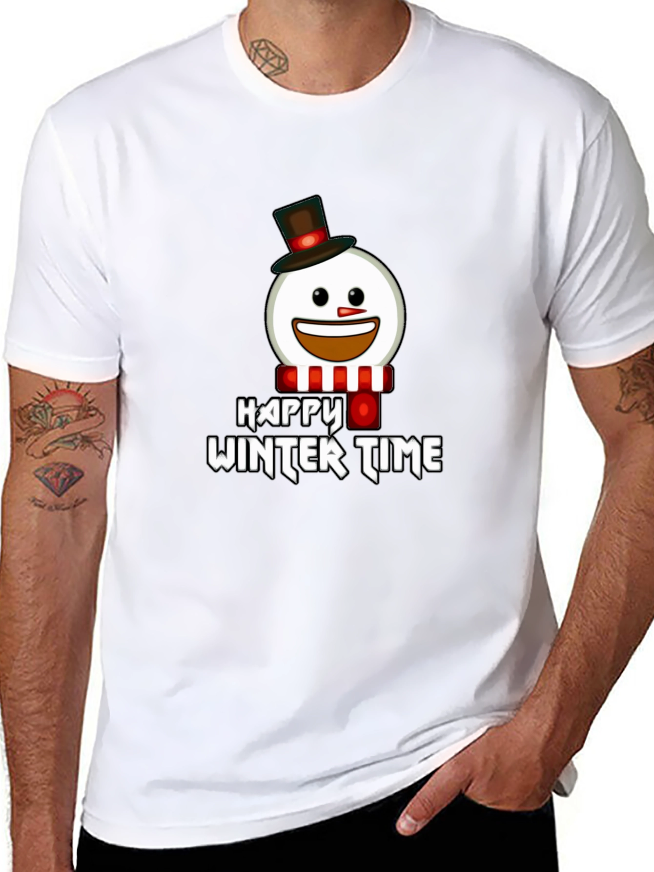 Happy Winter Time Snowman Graphic Tee