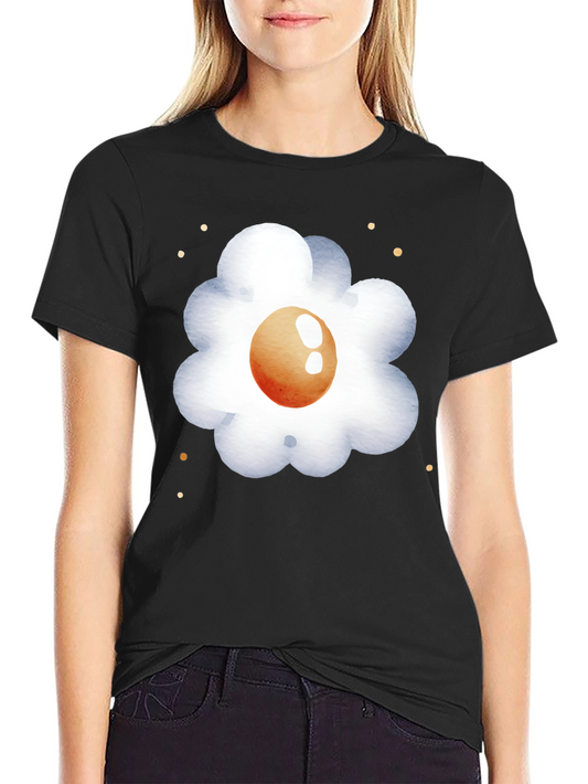 Egg Flower Graphic Tee - Casual Comfort