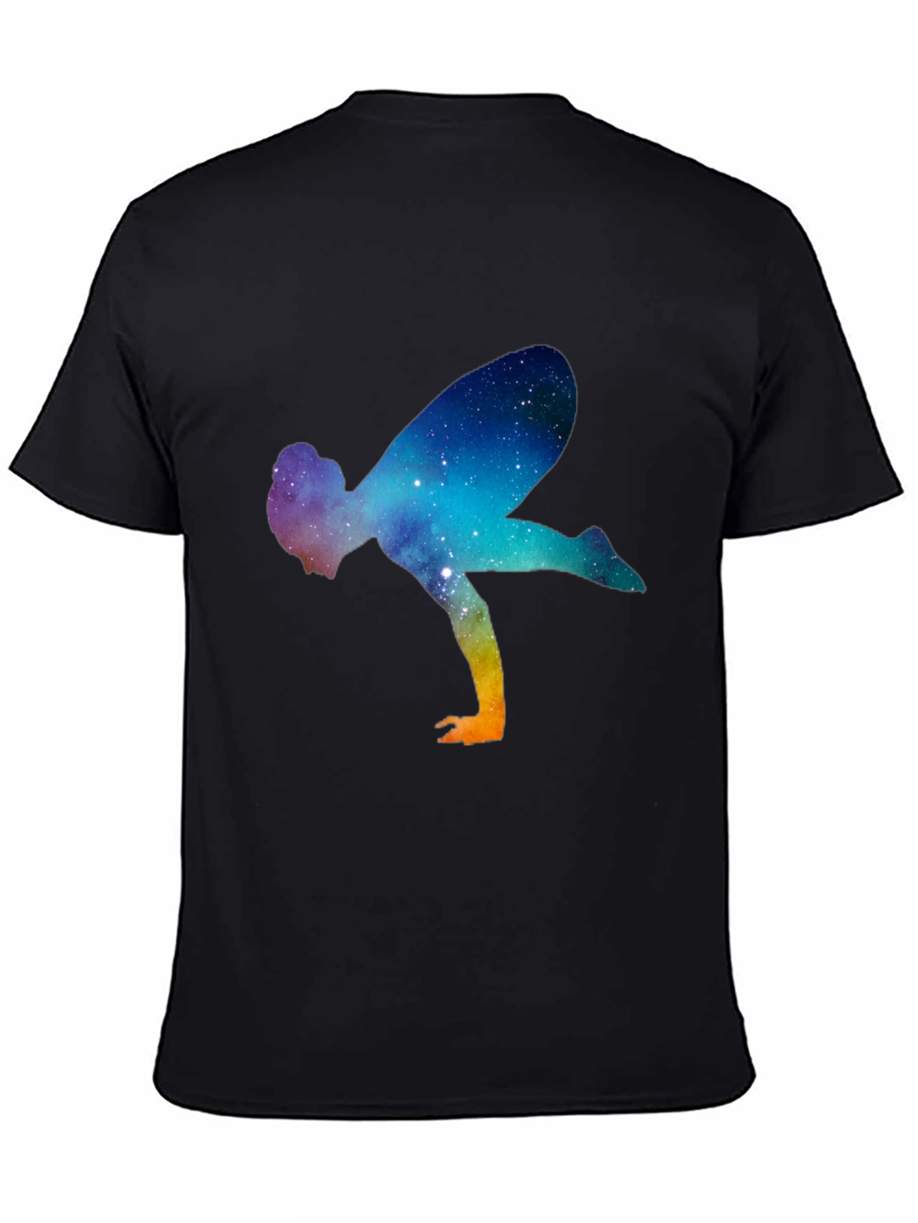 Galaxy Yoga Pose Mens Black T-Shirt