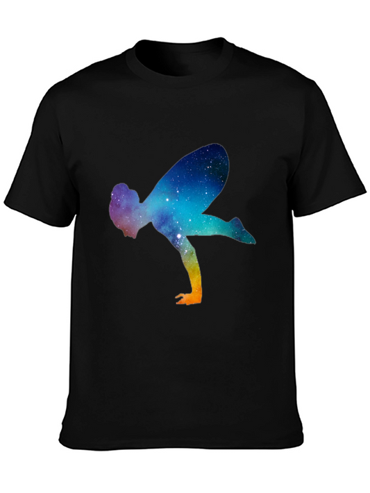 Galaxy Yoga Pose Mens Black T-Shirt