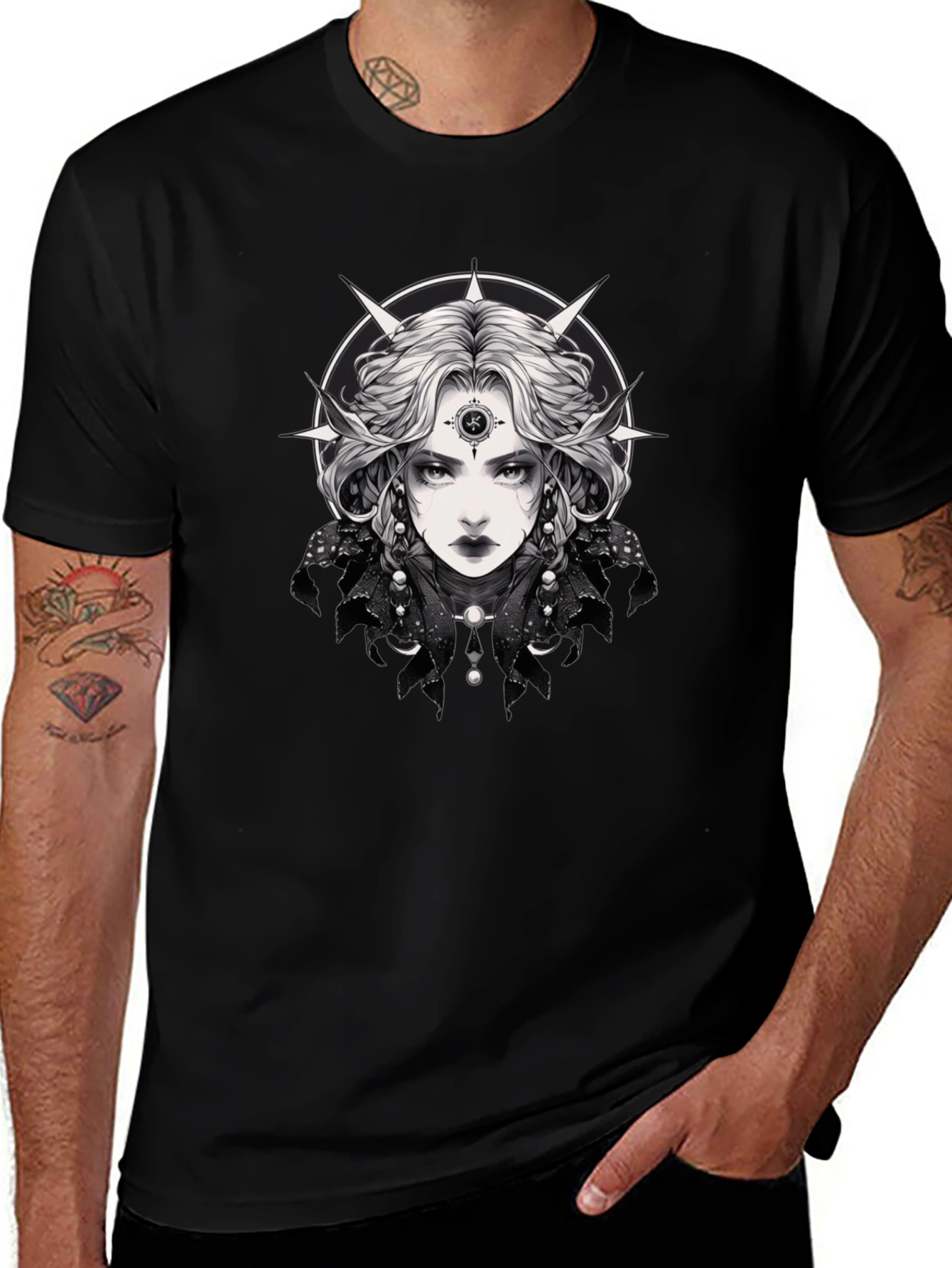 Gothic Witch Graphic Tee - Black Unisex T-Shirt