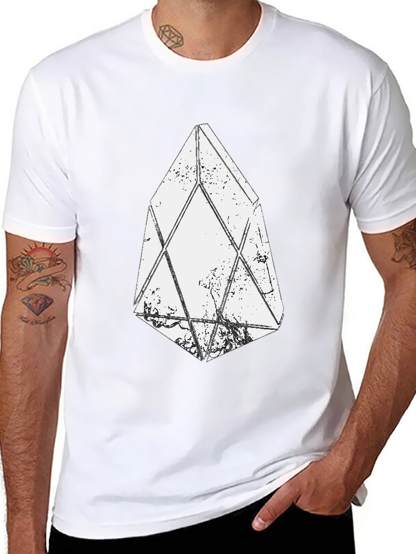 Geometric Crystal Graphic Black T-Shirt
