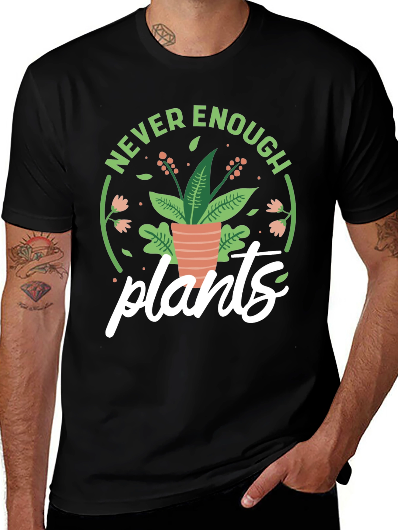 Never Enough Plants T-Shirt - Black Cotton
