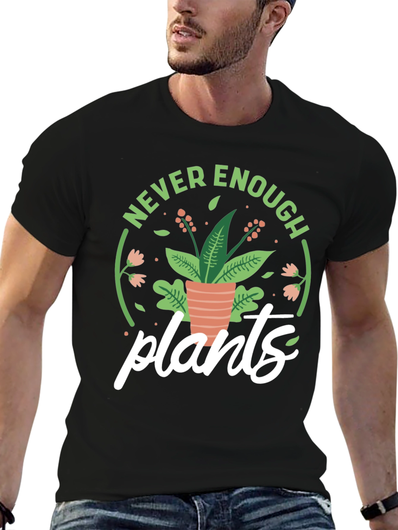 Never Enough Plants T-Shirt - Black Cotton