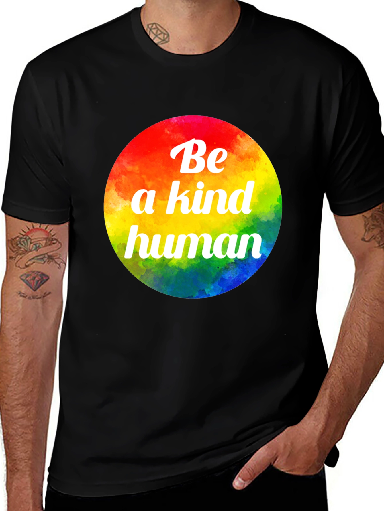 Be a Kind Human Rainbow Graphic Tee