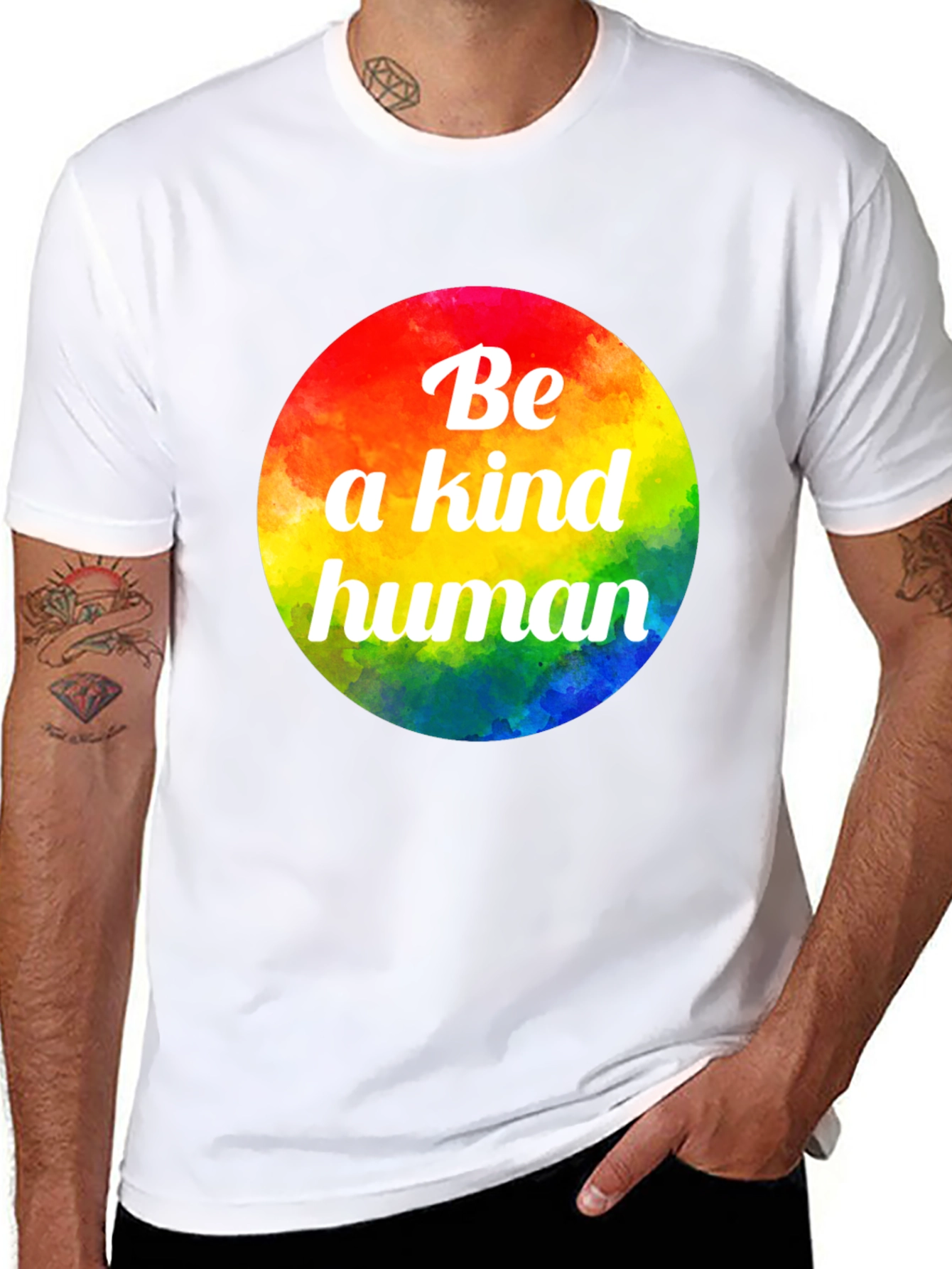 Be a Kind Human Rainbow Graphic Tee
