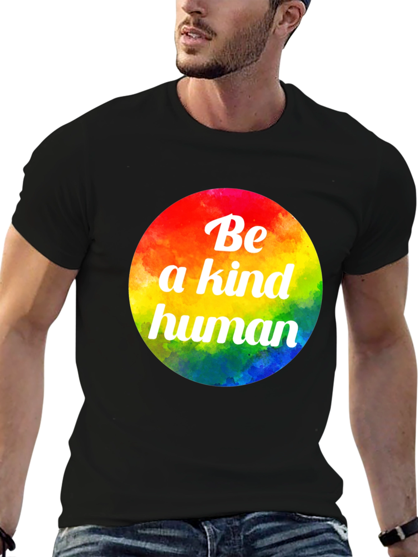 Be a Kind Human Rainbow Graphic Tee