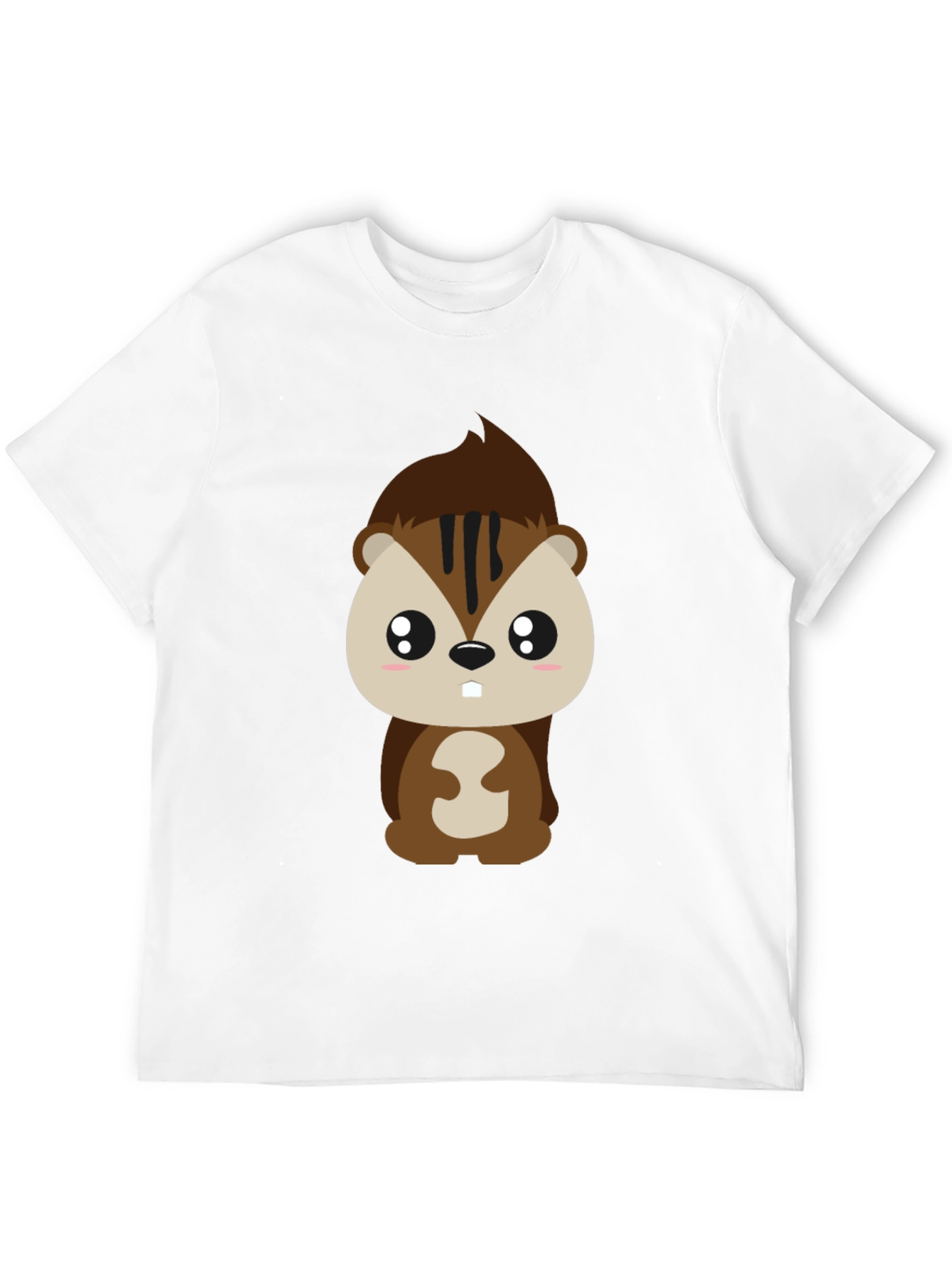 Cute Cartoon Squirrel Graphic Tee - Black Cotton T-Shirt