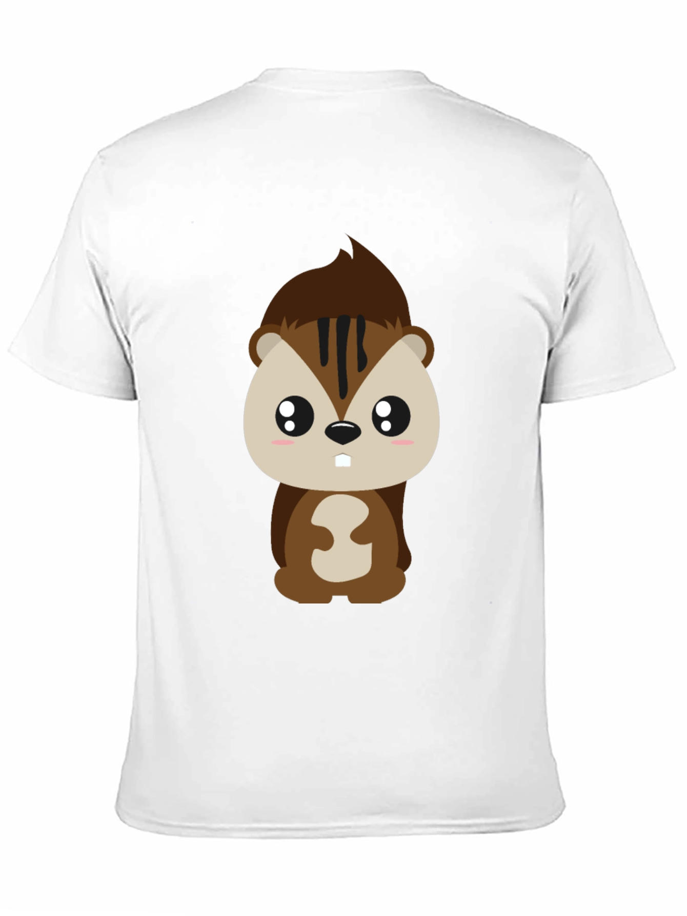 Cute Cartoon Squirrel Graphic Tee - Black Cotton T-Shirt
