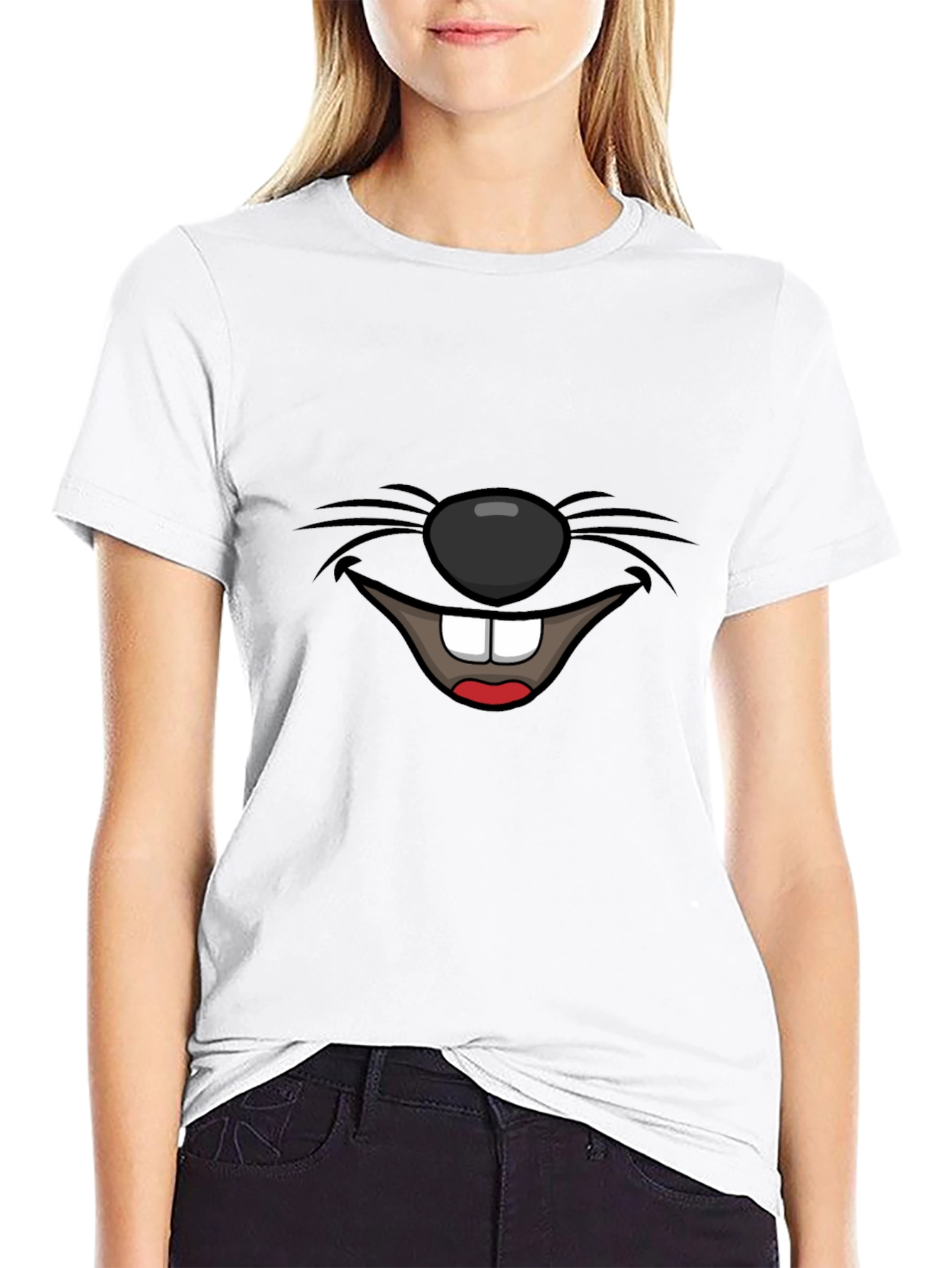 Cartoon Mouth Graphic Tee - Black