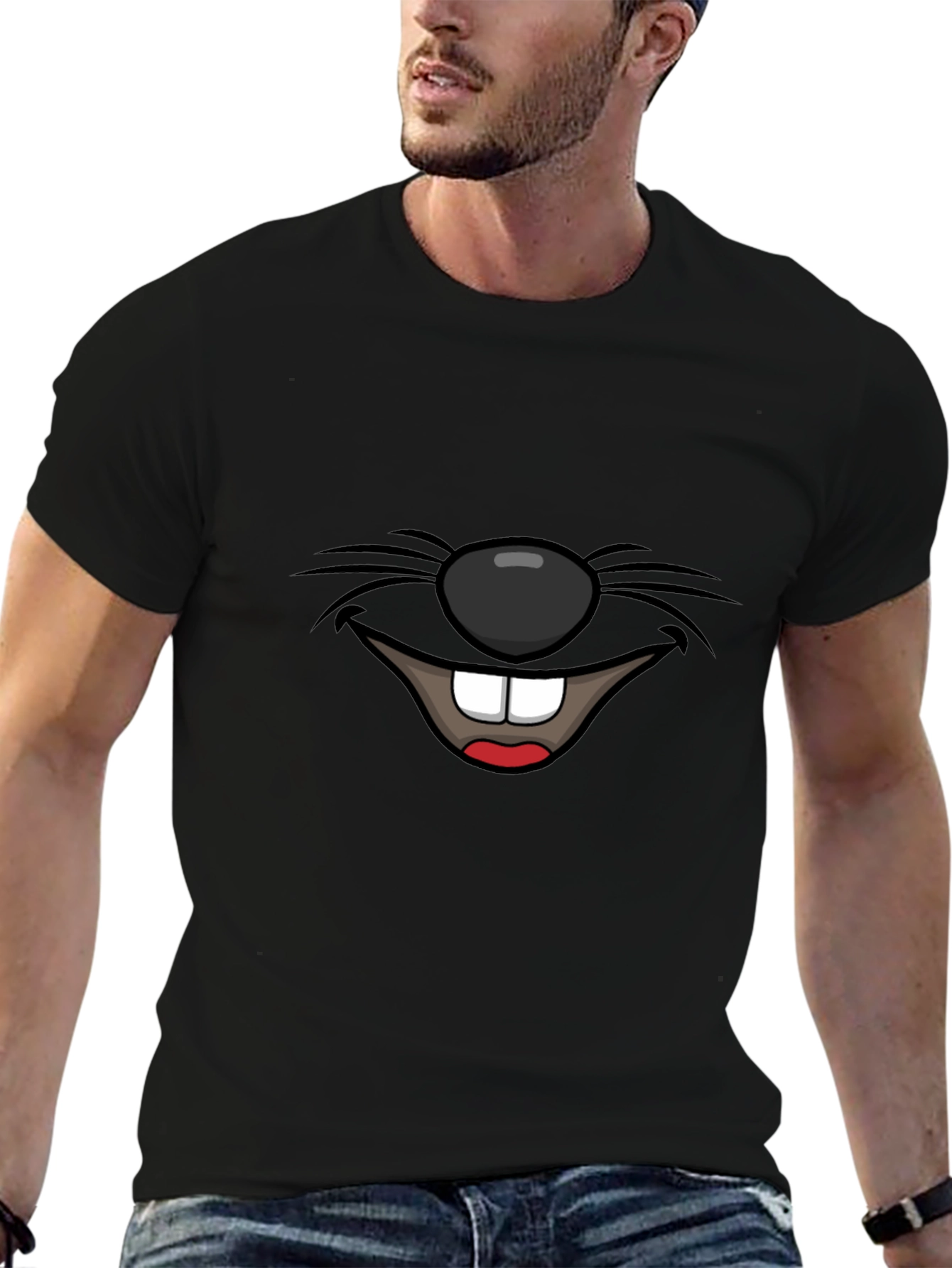 Cartoon Mouth Graphic Tee - Black