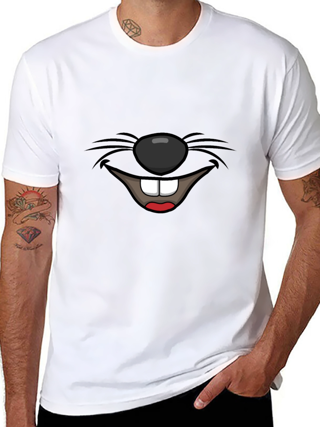 Cartoon Mouth Graphic Tee - Black