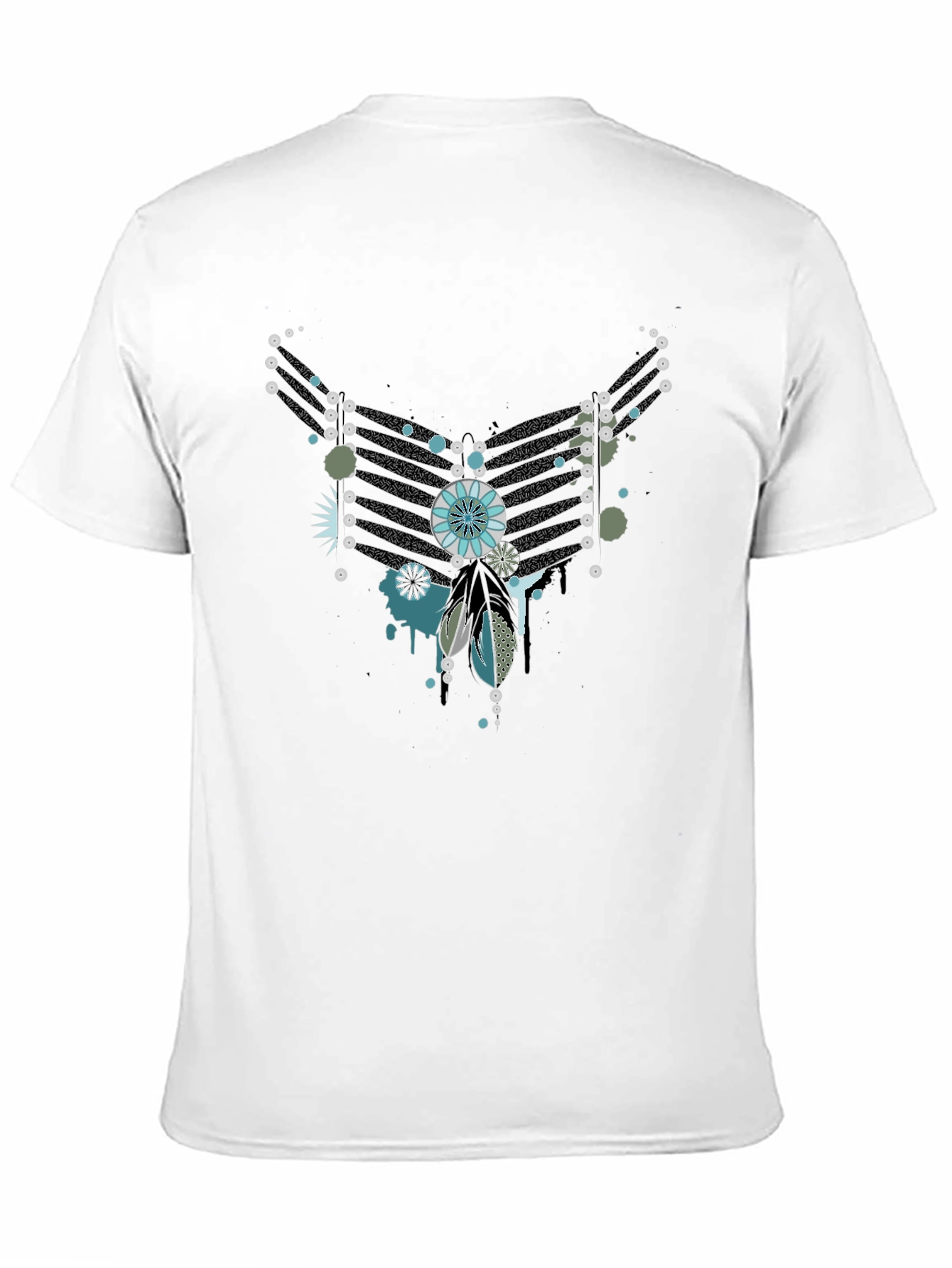 Abstract Feather Graphic Black Tee