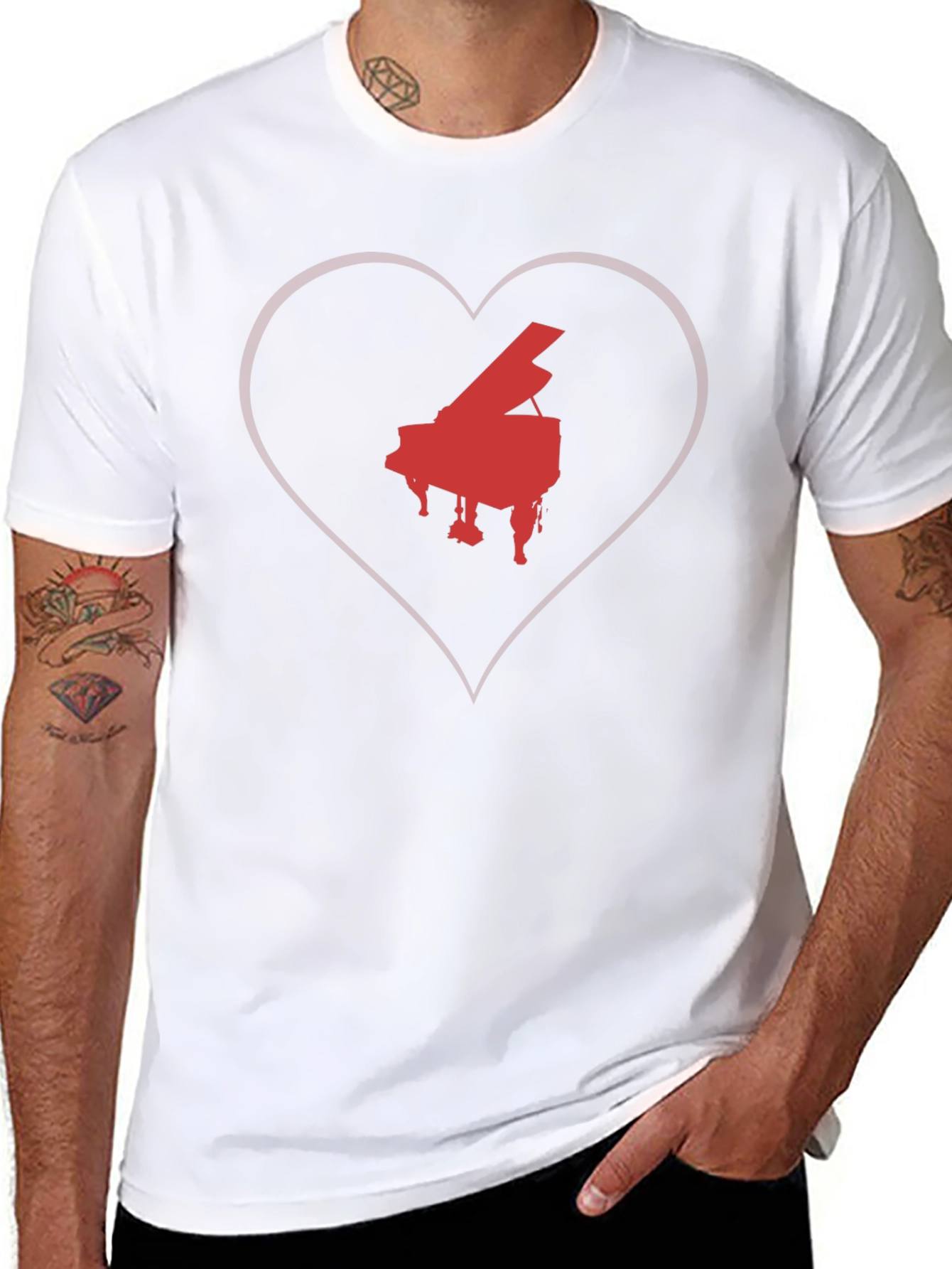 Piano Heart T-Shirt - Music Lover Tee