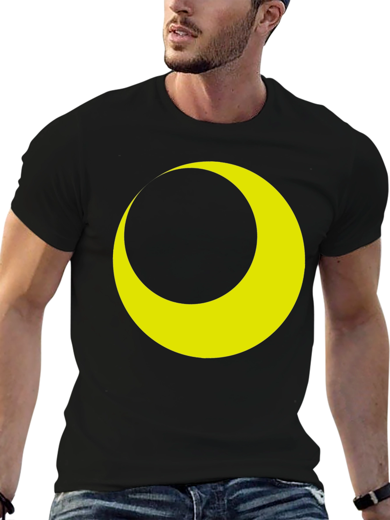 Crescent Moon Graphic Tee - Stylish Black T-Shirt