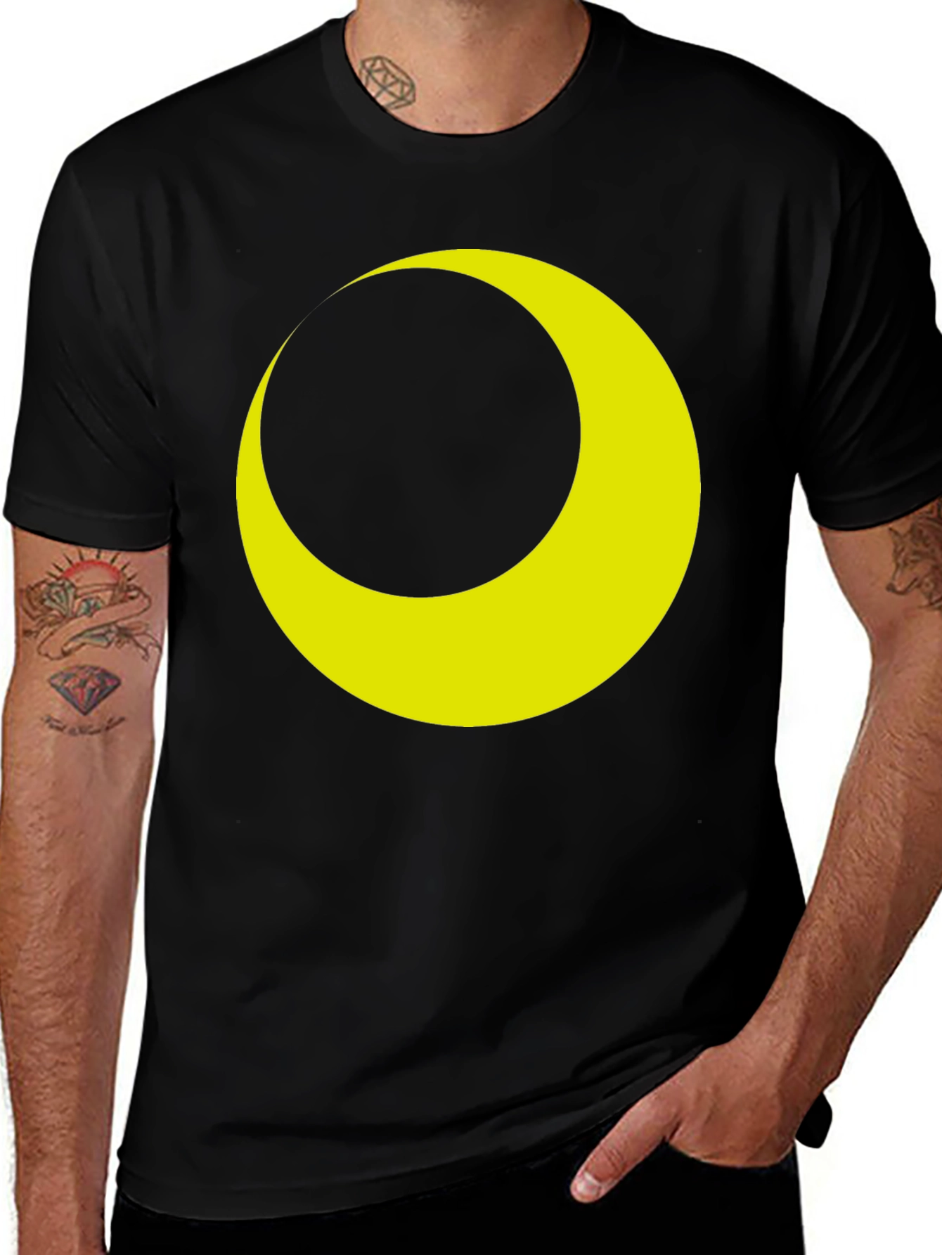 Crescent Moon Graphic Tee - Stylish Black T-Shirt