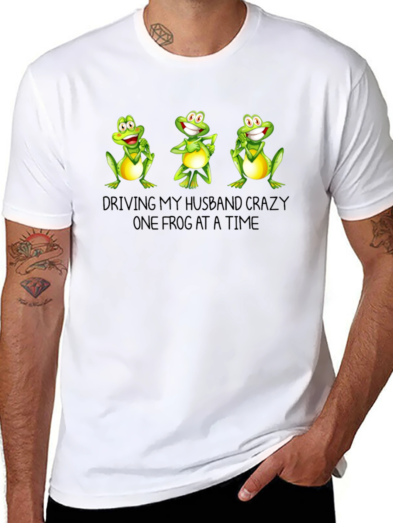 Funny Frog T-Shirt - Driving My Husband Crazy