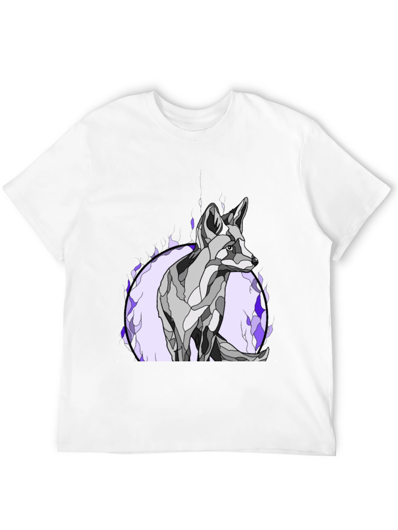 Abstract Wolf Graphic Tee - Black Cotton Blend