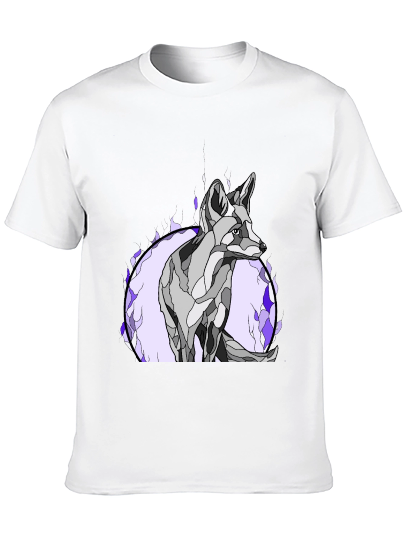 Abstract Wolf Graphic Tee - Black Cotton Blend