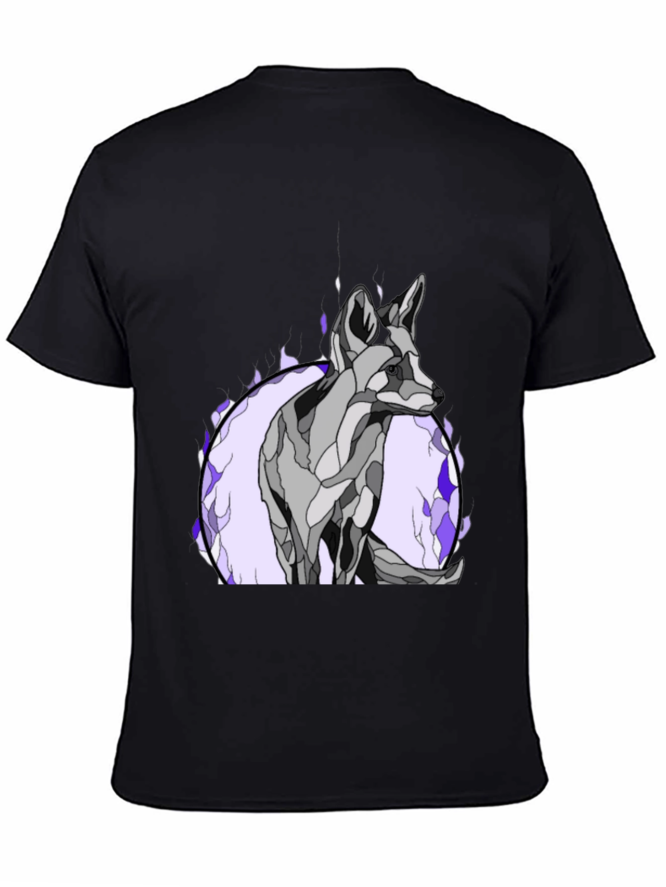 Abstract Wolf Graphic Tee - Black Cotton Blend