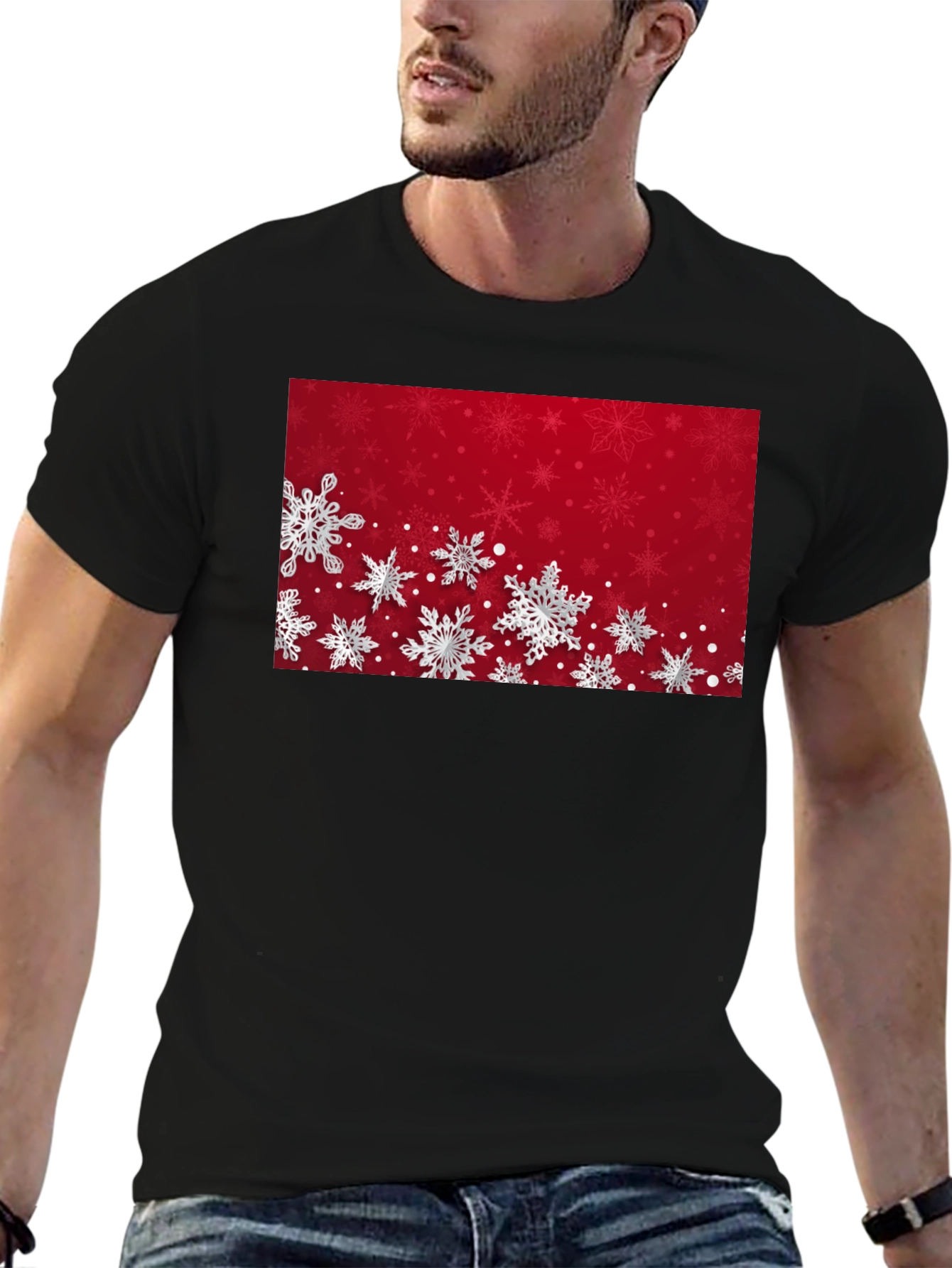 Snowflake Graphic T-Shirt - Festive Holiday Apparel
