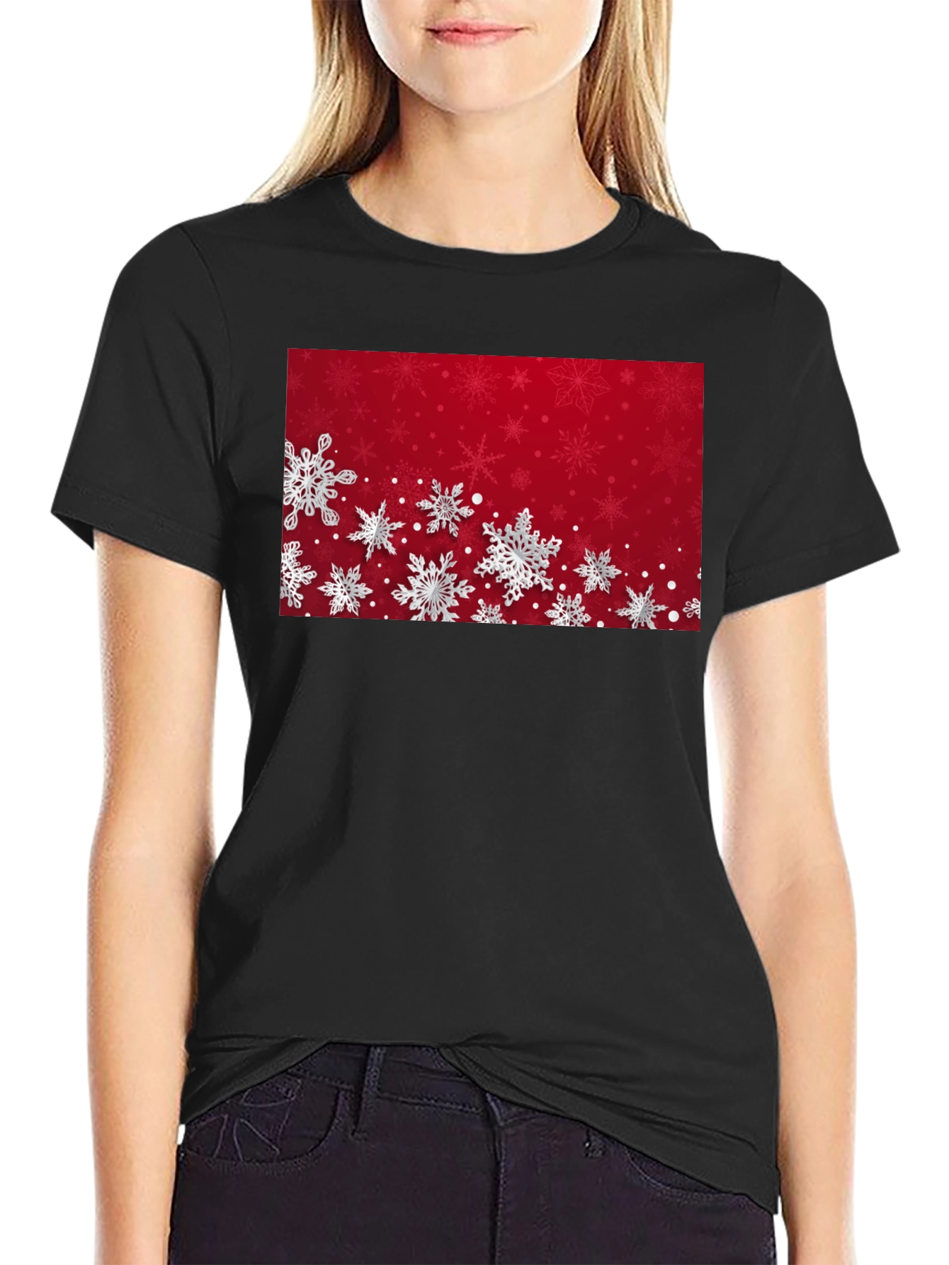 Snowflake Graphic T-Shirt - Festive Holiday Apparel