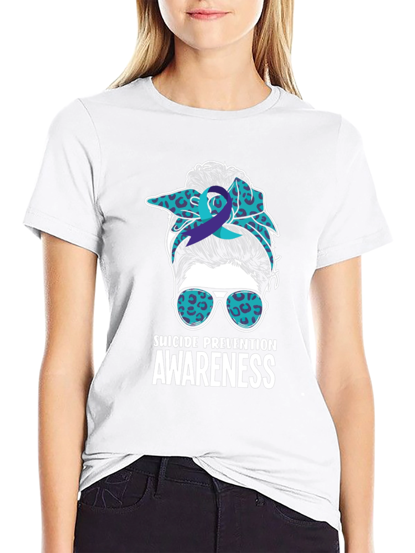 Suicide Prevention Awareness Messy Bun T-Shirt