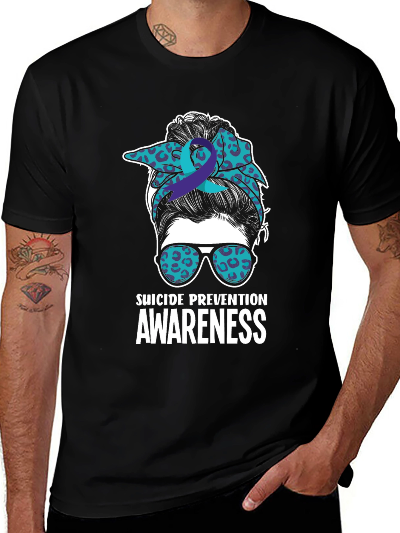 Suicide Prevention Awareness Messy Bun T-Shirt