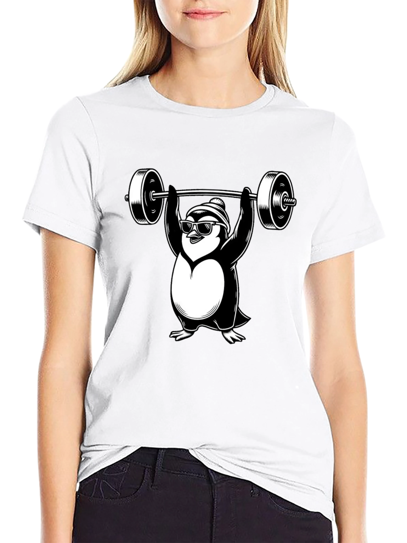Penguin Weightlifting Graphic Tee
