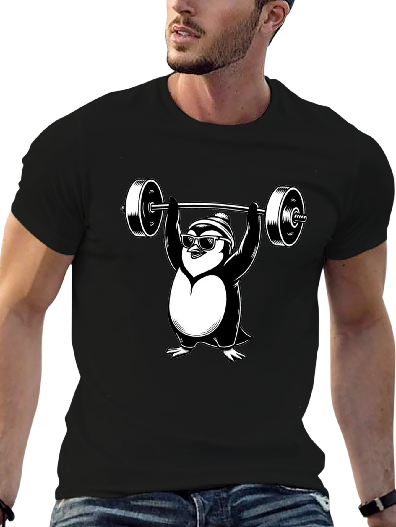 Penguin Weightlifting Graphic Tee
