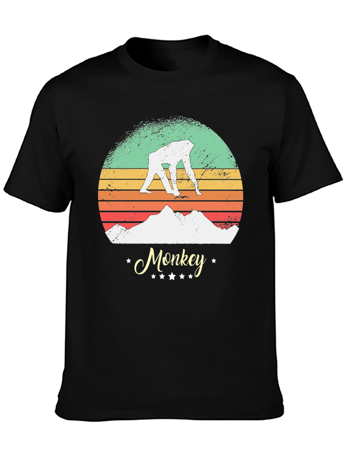 Retro Monkey Graphic Tee - Black Unisex T-Shirt