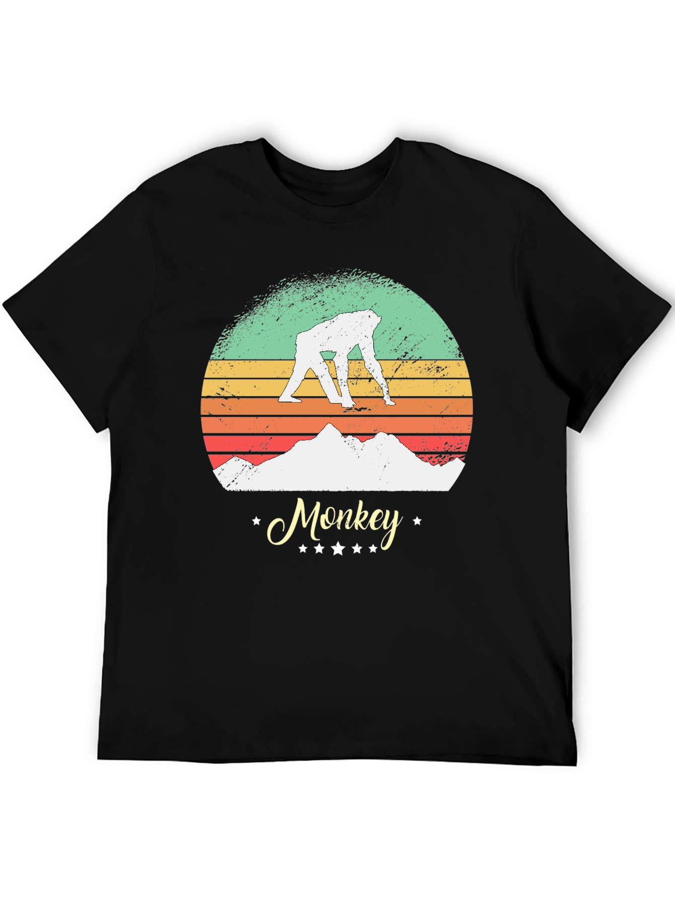Retro Monkey Graphic Tee - Black Unisex T-Shirt