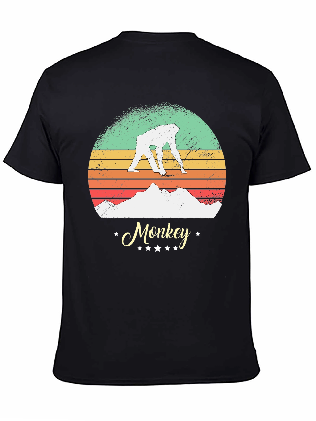Retro Monkey Graphic Tee - Black Unisex T-Shirt